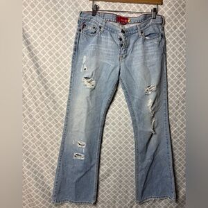 Hollister Light Blue Distressed Flare Jeans